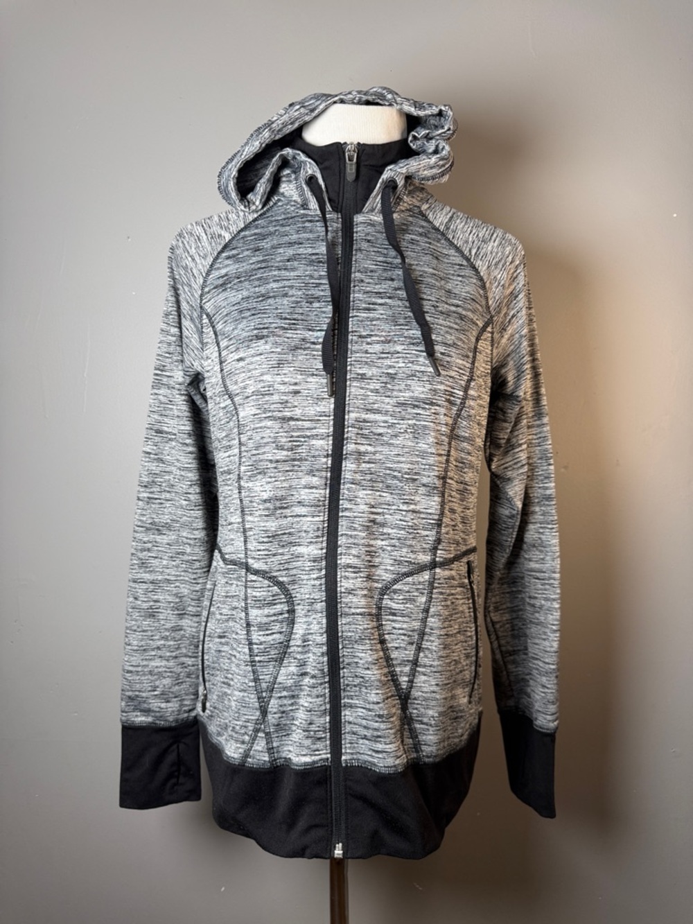 Heather Gray and Black Zip Hoodie